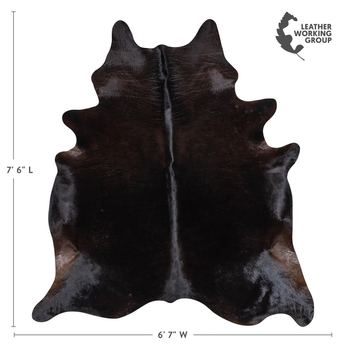 Brazilian Solid Black Cowhide Rug Size 7'6" L x 6'7" W 1166