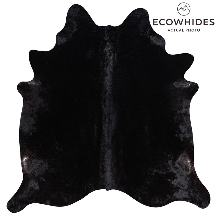Brazilian Solid Black Cowhide Rug Size 7'1" L x 6'10" W 1168