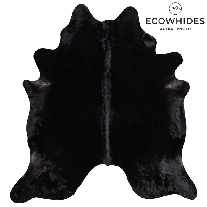 Brazilian Solid Black Cowhide Rug Size 7'5" L x 6'11" W 1169
