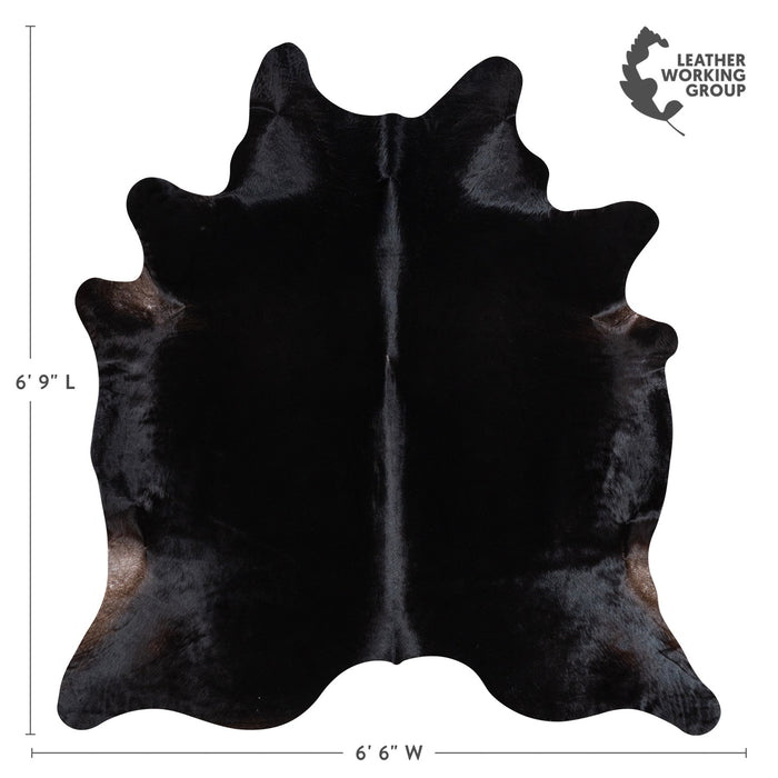 Brazilian Solid Black Cowhide Rug Size 6'9" L x 6'6" W 1170