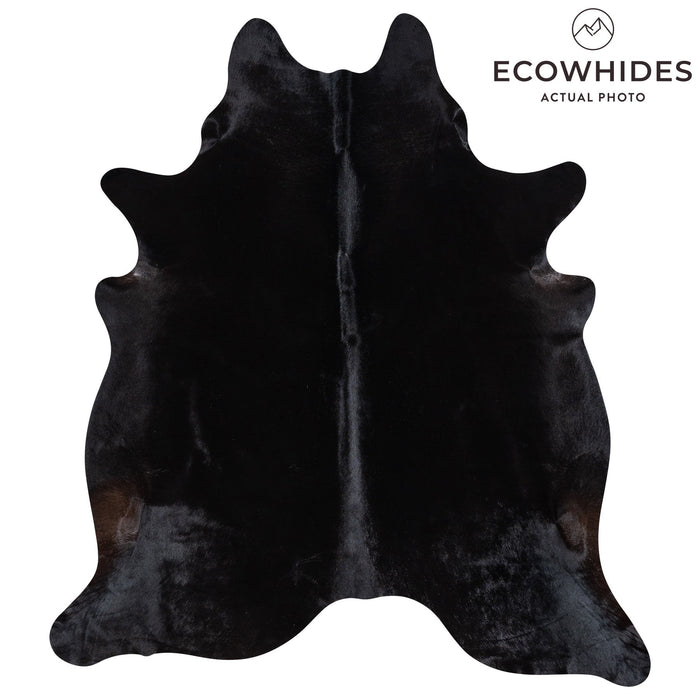 Brazilian Solid Black Cowhide Rug Size 7'4" L x 6'5" W 1171