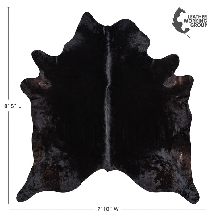 Brazilian Solid Black Cowhide Rug Size 8'5" L x 7'10" W 1175