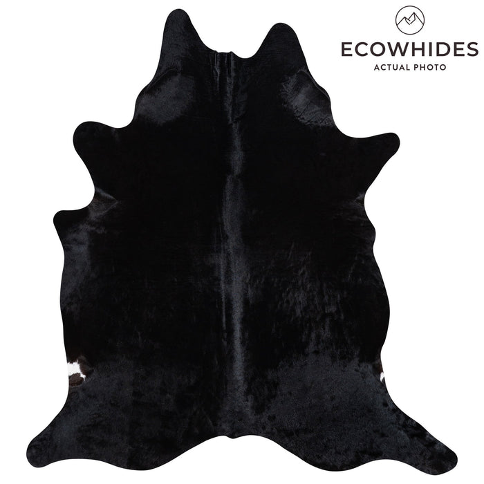 Brazilian Solid Black Cowhide Rug Size 7'9" L x 6'11" W 1176