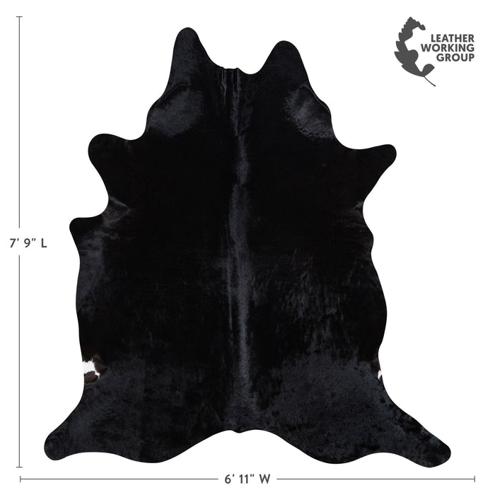 Brazilian Solid Black Cowhide Rug Size 7'9" L x 6'11" W 1176