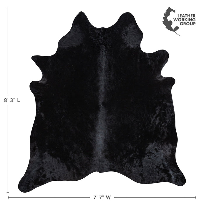 Brazilian Solid Black Cowhide Rug Size 8'3" L x 7'7" W 1177