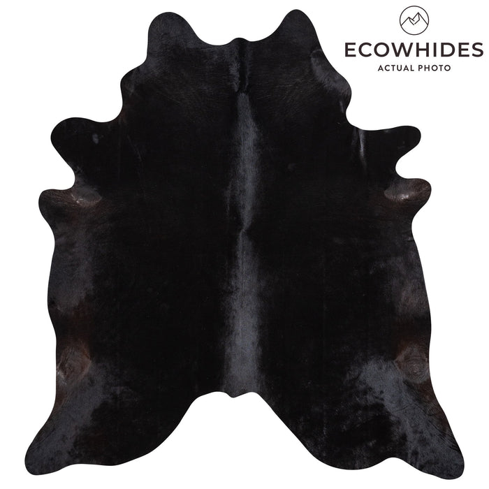 Brazilian Solid Black Cowhide Rug Size 8'2" L x 7'5" W 1179