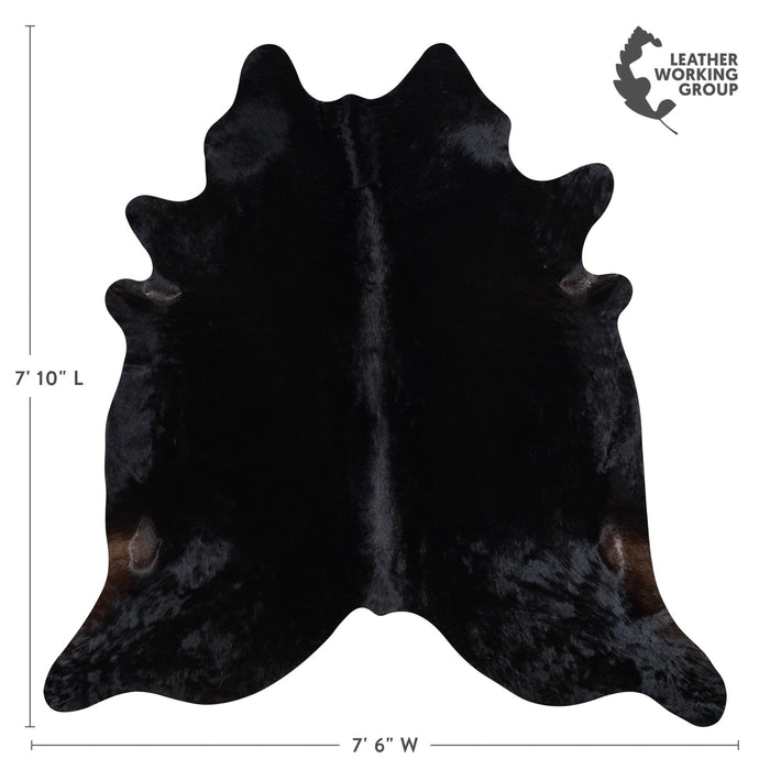 Brazilian Solid Black Cowhide Rug Size 7'10" L x 7'6" W 1182