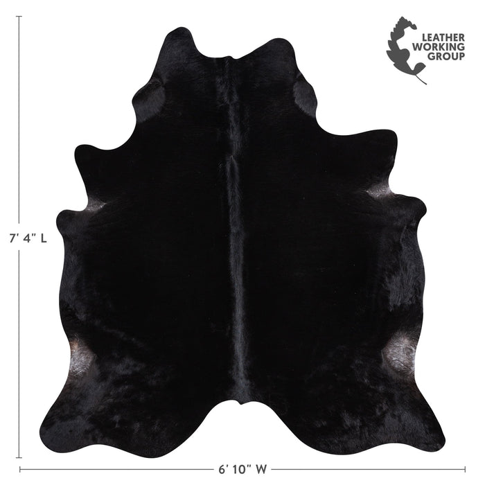 Brazilian Solid Black Cowhide Rug Size 7'4" L x 6'10" W 1190