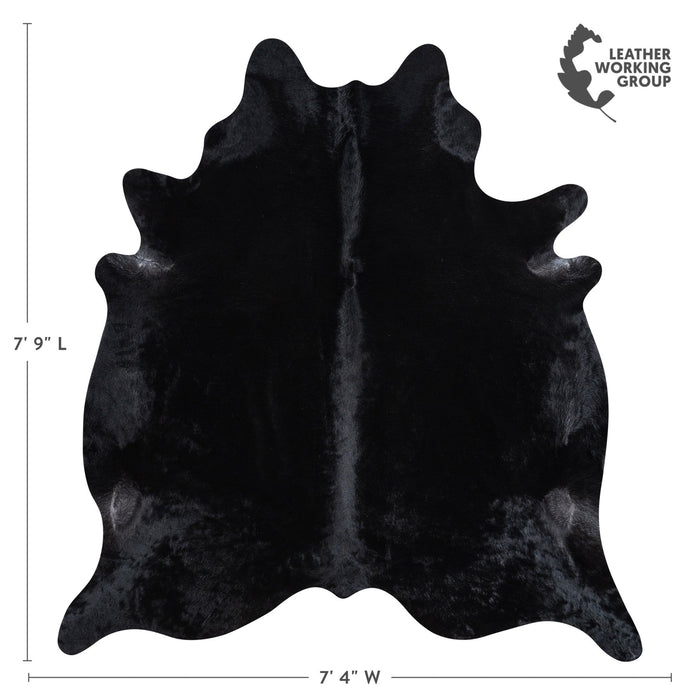 Brazilian Solid Black Cowhide Rug Size 7'9" L x 7'4" W 1191