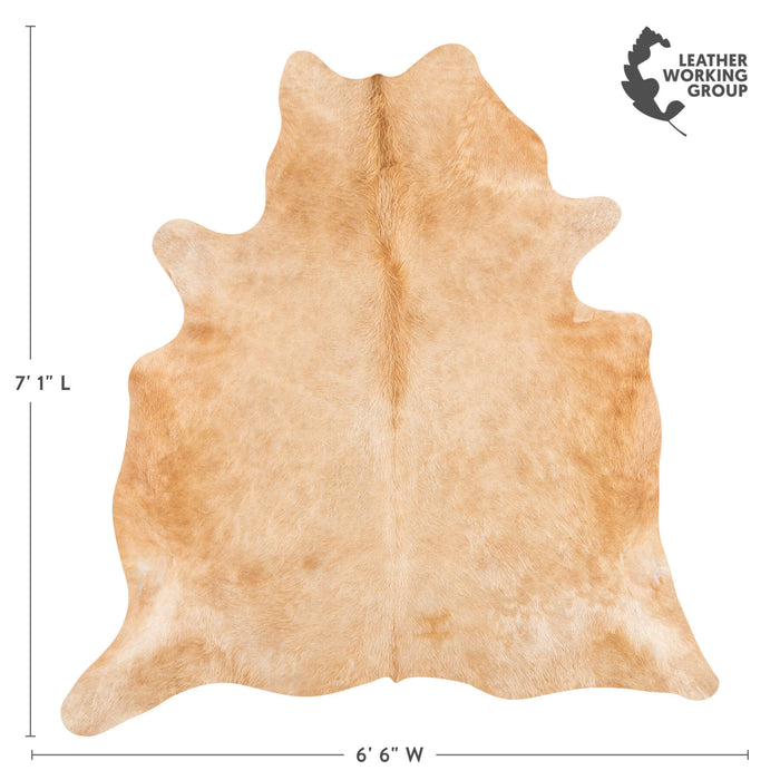 Brazilian Beige Cowhide Rug Size 7'1" L x 6'6" W 1244