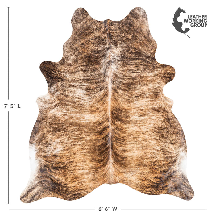Brazilian Brindle Cowhide Rug Size 7'4" L x 6'4" W 1304