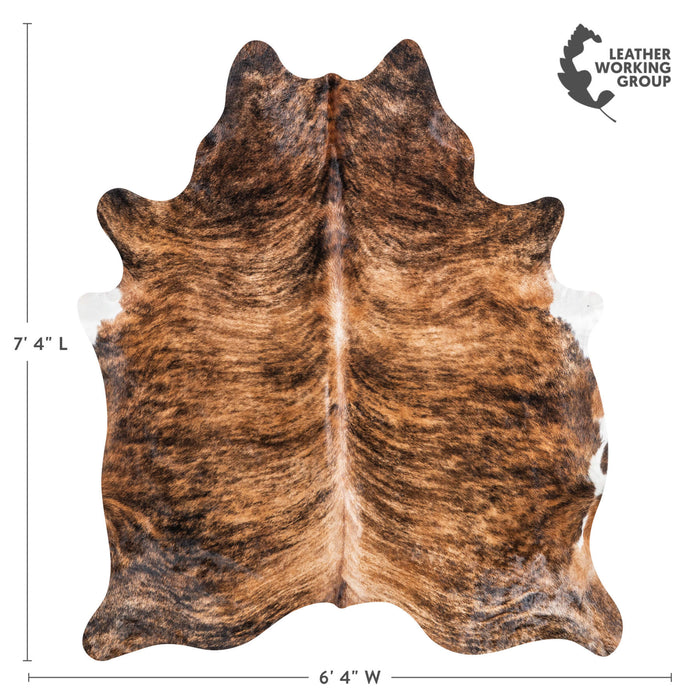 Brazilian Brindle Cowhide Rug Size 7'4" L x 6'4" W 1308