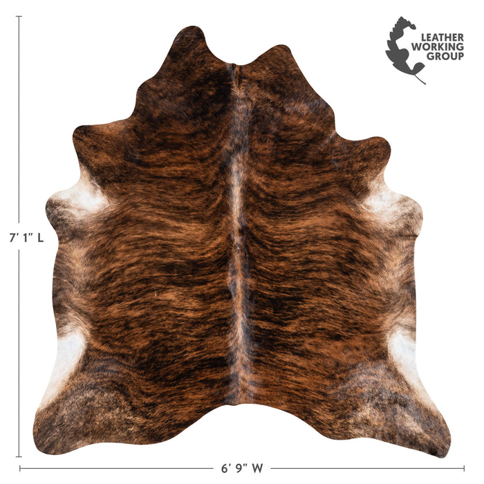 Brazilian Brindle Cowhide Rug Size 7'1" L x 6'9" W 1335