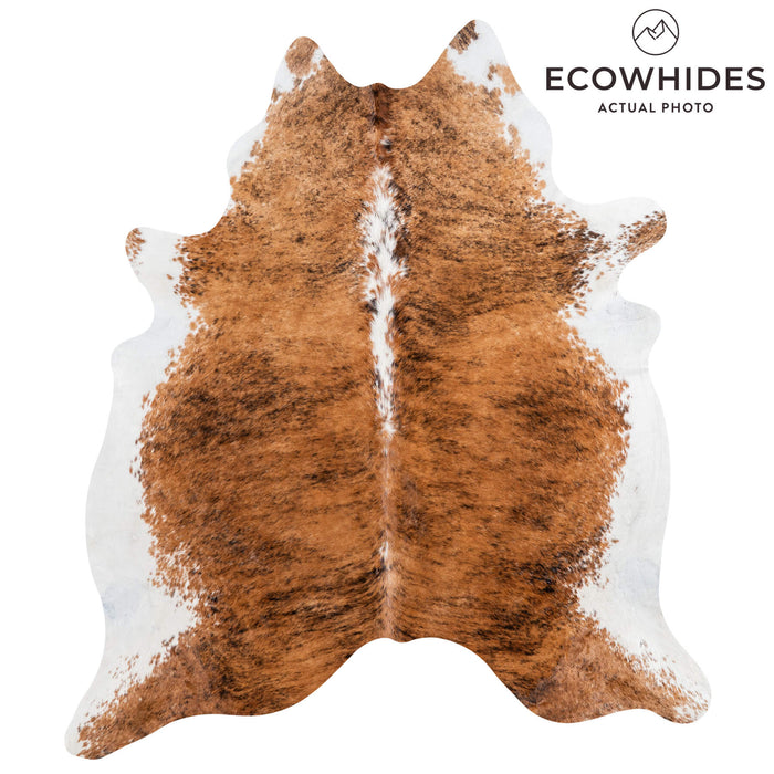 Brindle White Belly and Backbone Cowhide Rug Size 7'2" L x 6'4" W 1364
