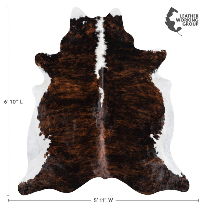 Brindle White Belly and Backbone Cowhide Rug Size 6'10" L x 5'11" W 1365