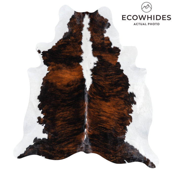 Brindle White Belly and Backbone Cowhide Rug Size 7'2" L x 6'5" W 1367