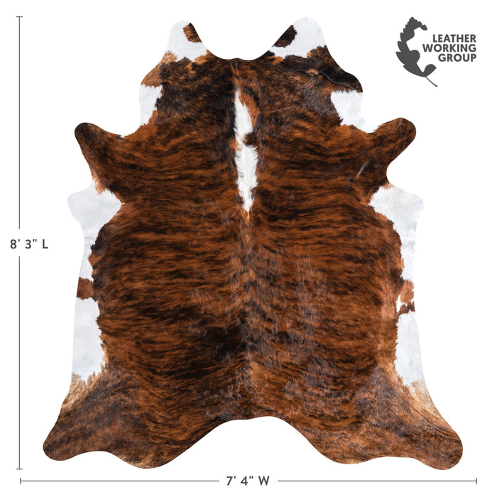 Brazilian Brindle White Belly and Backbone Cowhide Rug Size 8'3" L x 7'4" W 1368