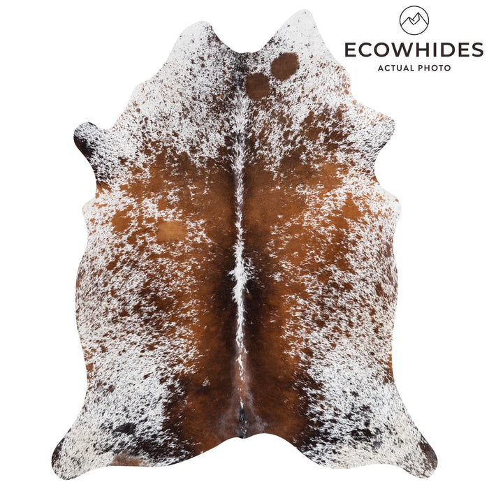 Brown Salt and Pepper Cowhide Rug Size 7'4" L x 5'11" W 1393