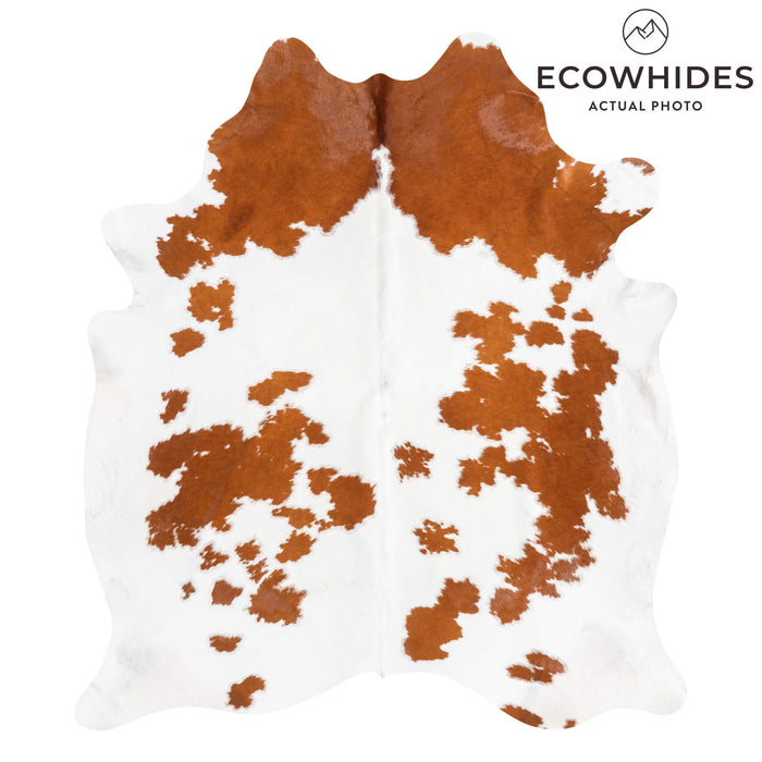 Brazilian Brown and White Cowhide Rug Size 7'11" L x 6'11" W 1458