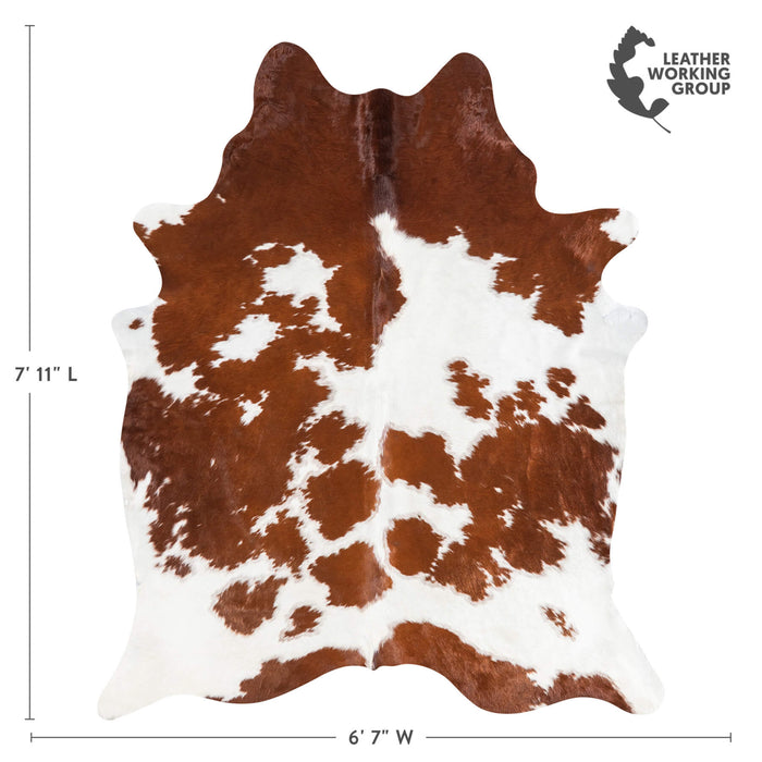 Brazilian Brown and White Cowhide Rug Size 7'11" L x 6'7" W 1459