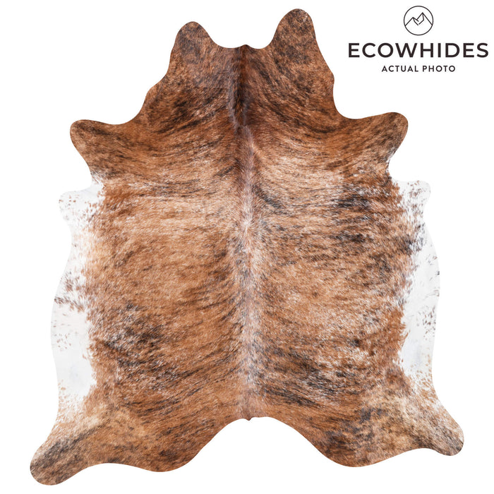 Brazilian Brindle White Belly Cowhide Rug Size 7'5" L x 6'9" W 1460
