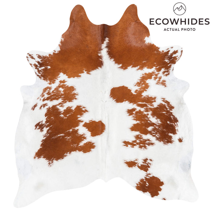 Brazilian Brown and White Cowhide Rug Size 7'5" L x 6'9" W 1463