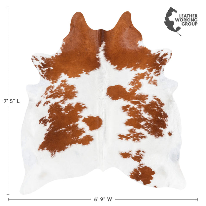 Brazilian Brown and White Cowhide Rug Size 7'5" L x 6'9" W 1463