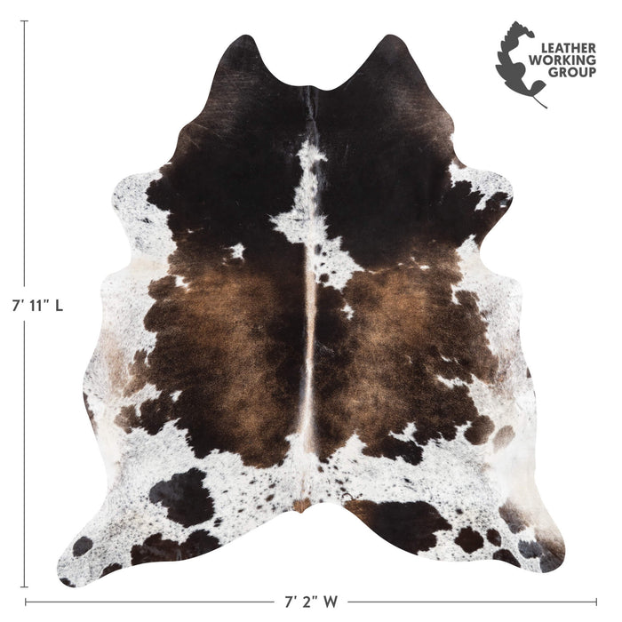 Brazilian Chocolate and White Cowhide Rug Size 7'11" L x 7'2" W 1477