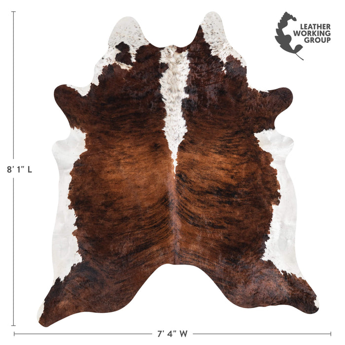 Brazilian Brindle White Belly and Backbone Cowhide Rug Size 8'1" L x 7'4" W 1480