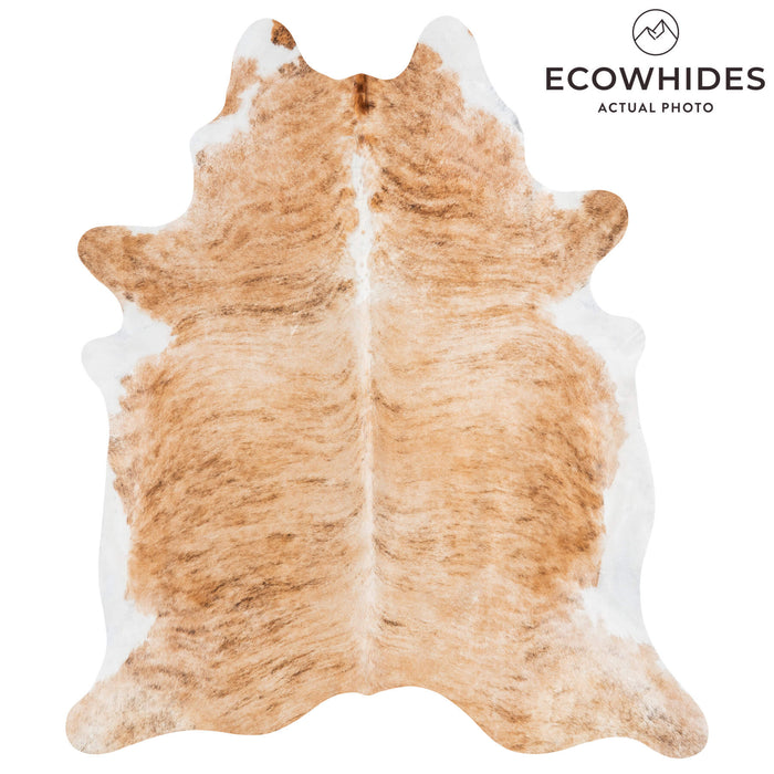 Brazilian Brindle White Belly and Backbone Cowhide Rug Size 7'6" L x 6'6" W 1482