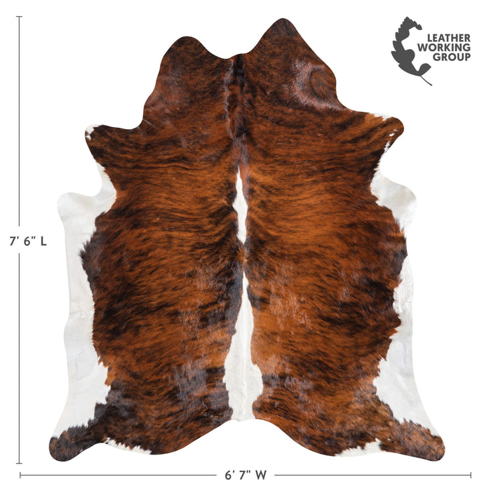 Brazilian Brindle White Belly and Backbone Cowhide Rug Size 7'6" L x 6'7" W 1483