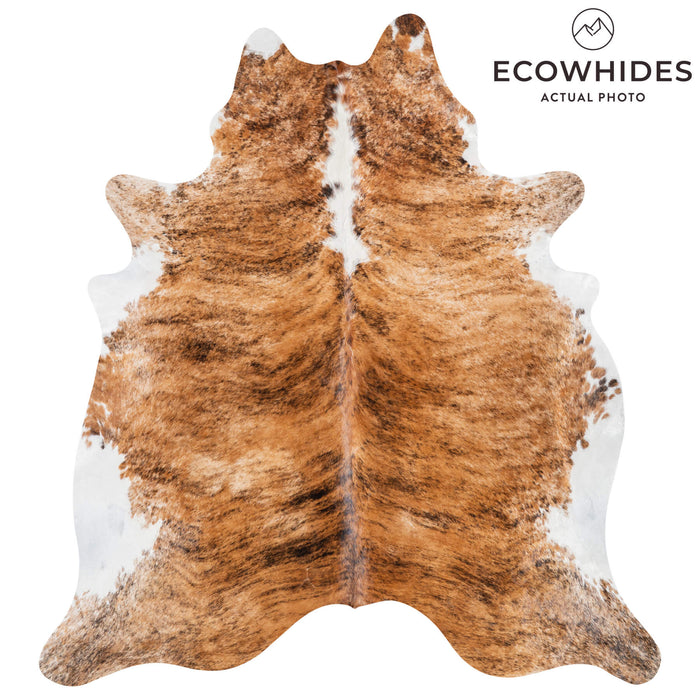 Brazilian Brindle White Belly and Backbone Cowhide Rug Size 7'11" L x 7'4" W 1484