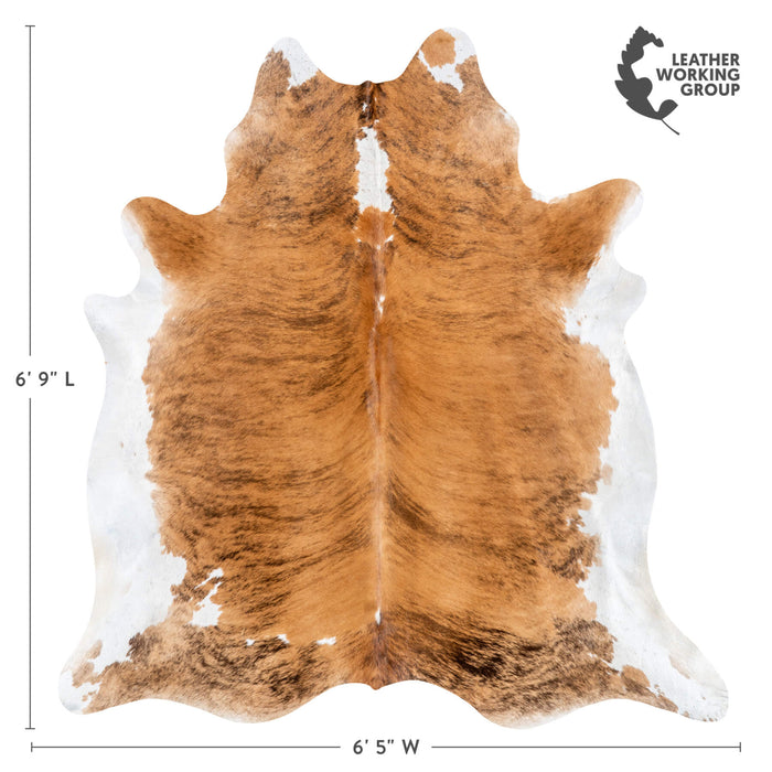 Brazilian Brindle White Belly and Backbone Cowhide Rug Size 6'9" L x 6'5" W 1489