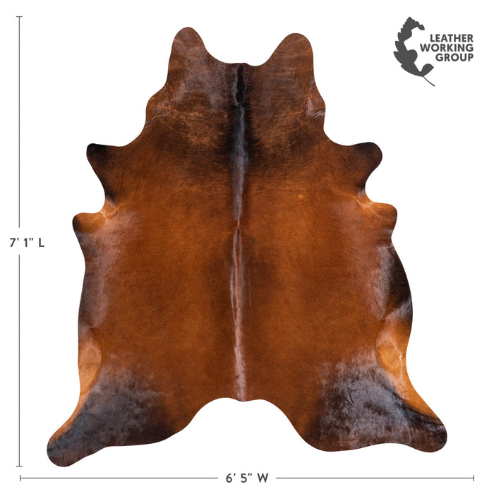 Brazilian Mahogany Cowhide Rug Size 7'1" L x 6'5" W 1504