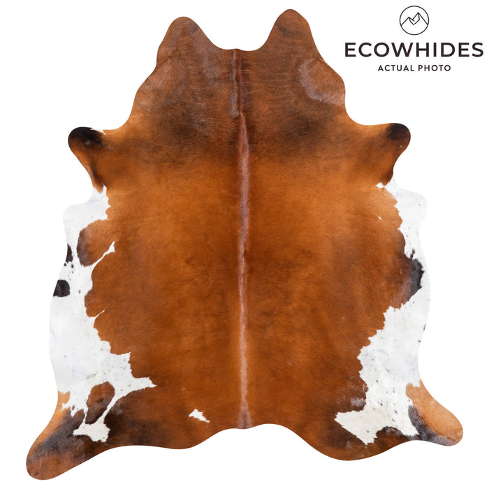 Brazilian Chocolate and White Cowhide Rug Size 7'1" L x 6'7" W 1508