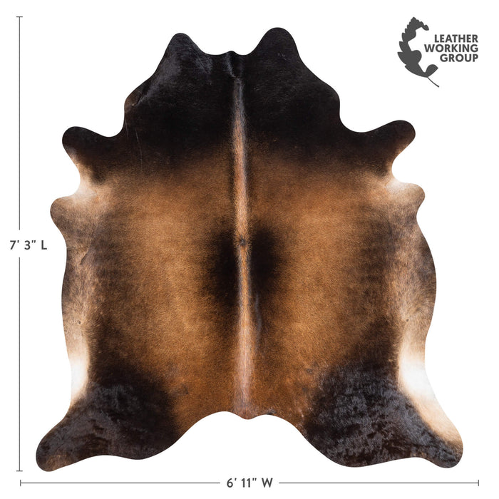 Brazilian Mahogany Cowhide Rug Size 7'3" L x 6'11" W 1509