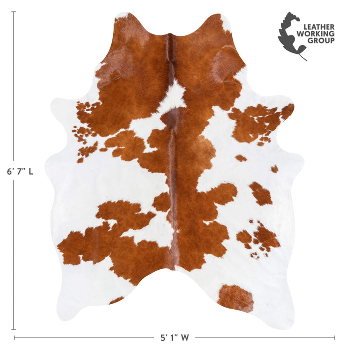 Brazilian Brown and White Cowhide Rug Size 6'7" L x 5'1" W 1522