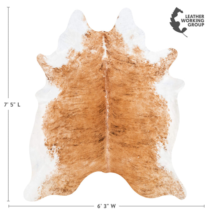Brazilian Brindle White Belly Cowhide Rug Size 7'5" L x 6'3" W 1523