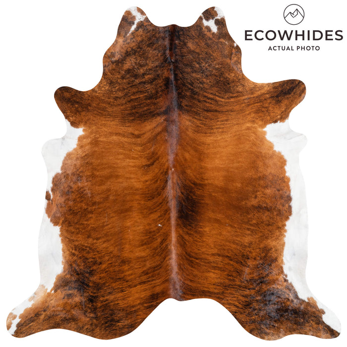 Brazilian Brindle White Belly Cowhide Rug Size 7'6" L x 7'2" W 1525