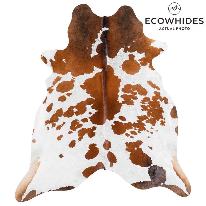 Brazilian Chocolate and White Cowhide Rug Size 7'8" L x 6'10" W 1532