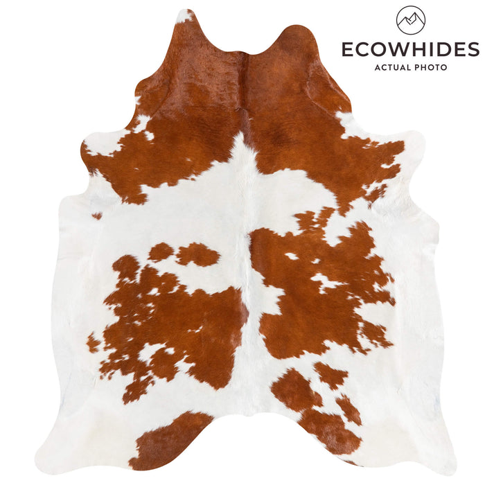 Brazilian Brown and White Cowhide Rug Size 7'4" L x 6'6" W 1535