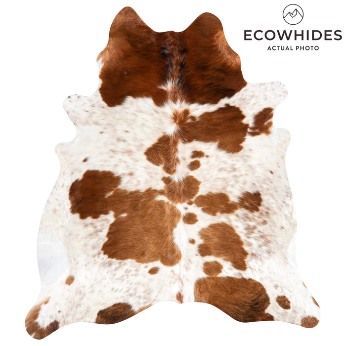 Brazilian Brown and White Cowhide Rug Size 6'9" L x 6'0" W 1536