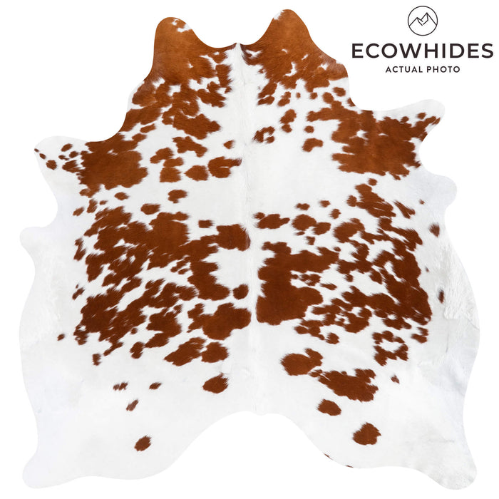 Brazilian Brown and White Cowhide Rug Size 6'10" L x 6'4" W 1538