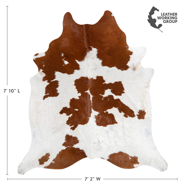 Brazilian Brown and White Cowhide Rug Size 7'10" L x 7'2" W 1546