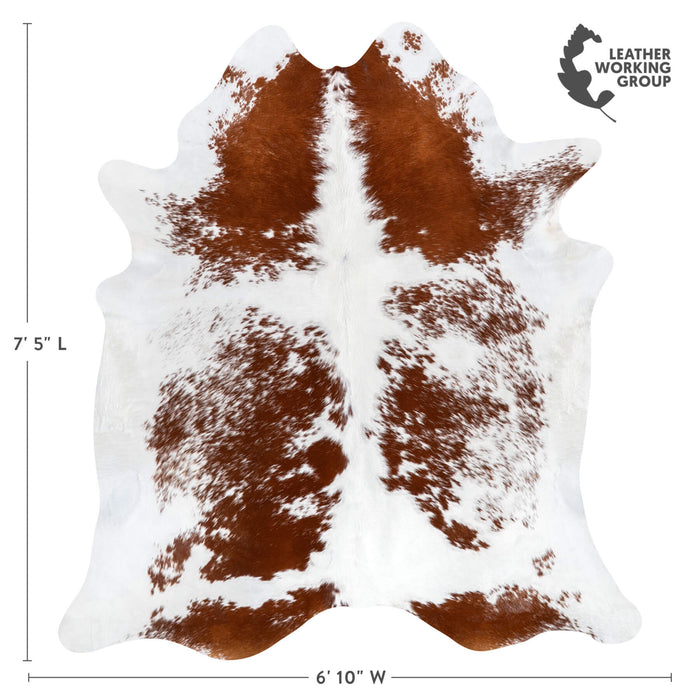 Brazilian Brown and White Cowhide Rug Size 7'5" L x 6'10" W 1547