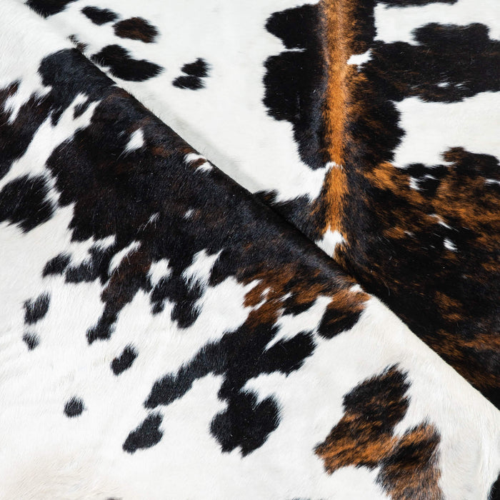 Dark Tricolor Cowhide Rug Size 7'1" L x 6'11" W 1724