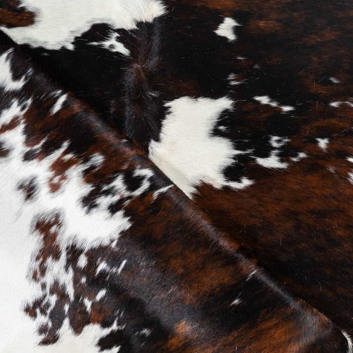 Dark Tricolor Cowhide Rug Size 7'8" L x 6'7" W 1744