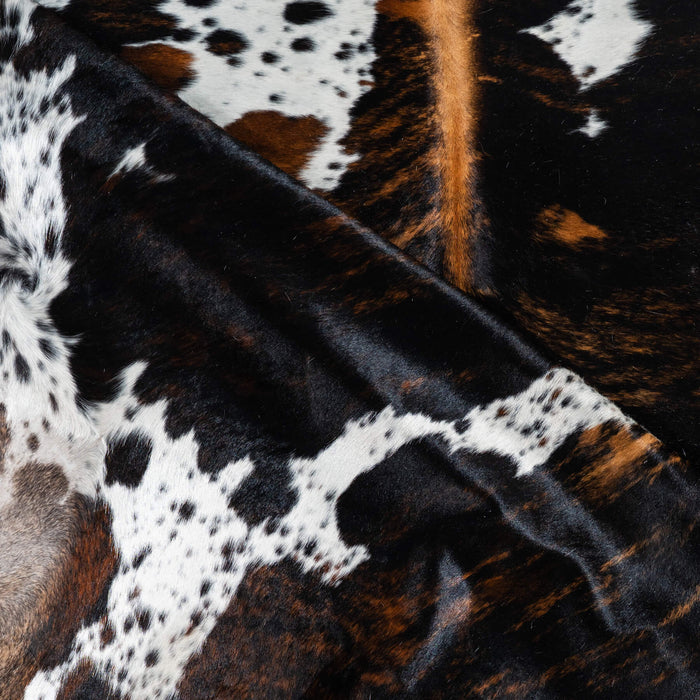 Dark Tricolor Cowhide Rug Size 7'11" L x 6'11" W 1771