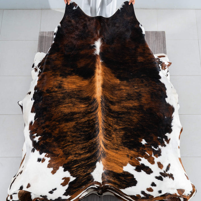 Tricolor Cowhide Rug Size 7'6" L x 6'10" W 1779