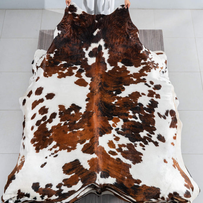 Tricolor Cowhide Rug Size 7'10" L x 6'11" W 1792